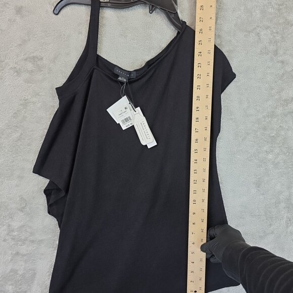Sanctuary One Shoulder Knit Top Women's Size XL Black Strap Rayon Blend Casual - Picture 7 of 8